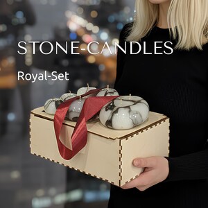 Ensemble de bougies en marbre blanc | Décoration de chambre faite main avec bougies en pierre | Cadeau fête des mères
