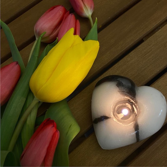 Heart-Shaped Stone Candle in Eco-Friendly Gift Box – Handmade Unique Candle, Perfect Valentine’s Day, Anniversary, or Romantic Gift