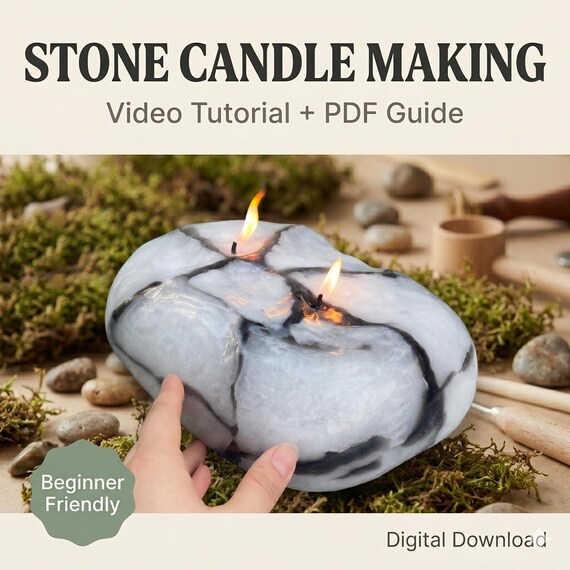 Stone Pebble Candle Making Course | Learn DIY Rock Candles | Video Tutorial + PDF | Beginner