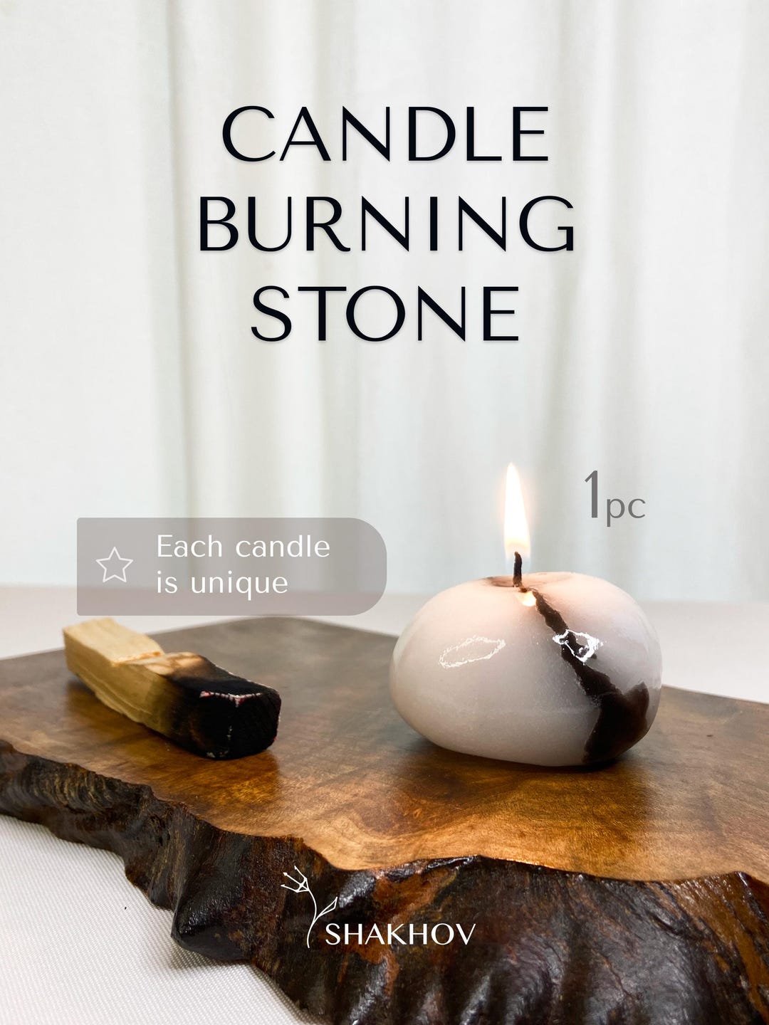 The Burning Stone Sha. Handmade Candles for Room Decor Stone