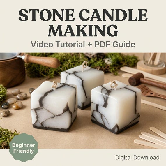 Stone Candle Making Tutorial | Video Course + PDF Guide | DIY Rock Candle | Beginner Friendly | Digital Download