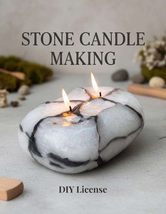 Stone Candle DIY Tutorial Rock Candle Making Digital Download