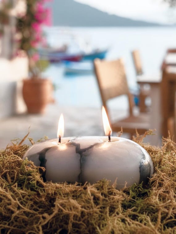 Stone Candle | Handmade Double-Wick Candle | Home & Outdoor Decor | Gift Box Available