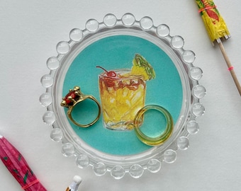 Mai Tai Catch-All Tray - Trinket Dish, Drink Coaster & Jewelry Holder