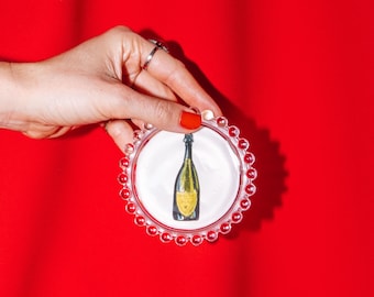 Champagne Catch-All Tray - Trinket Dish, Drink Coaster & Jewelry Holder