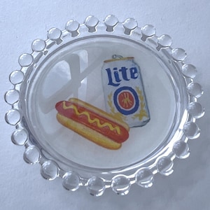 Hot Dog & Beer Catch-All Tray - Trinket Dish, Drink Coaster, Jewelry Holder