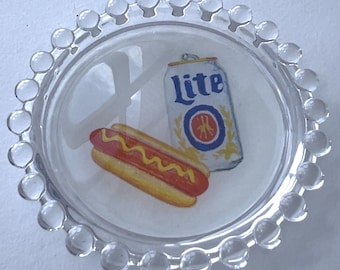 Vassoio portaoggetti per hot dog e birra - Portaoggetti, sottobicchiere, portagioie