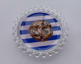 Striped Chocolate Chip Cookie Catch-All Tray - Trinket Dish, Drink Coaster & Jewelry Holder