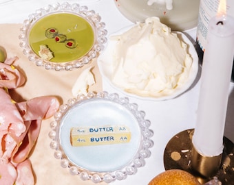 Butter Trinket Dish, Original Illustration, 4”
