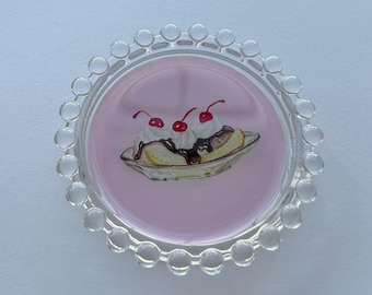 Banana Split Catch-All Tray - Trinket Dish, Drink Coaster & Jewelry Holder