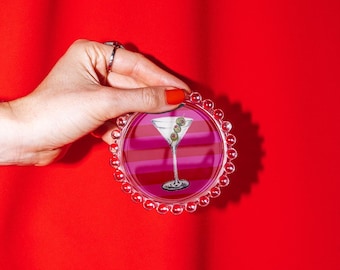 Striped Dirty Martini Trinket Dish, Original Illustration, 4"
