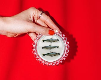 Sardines Trinket Dish, Original Illustration, 4"