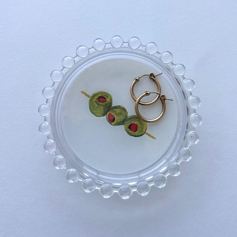 Striped Olives Hobnail Trinket Dish main image 0