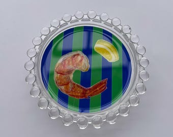 Vassoio portaoggetti a forma di gamberetti a strisce, portaoggetti, sottobicchiere e portagioie