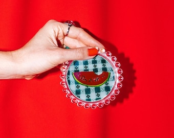 Watermelon Trinket Dish, Original Illustration, 4"