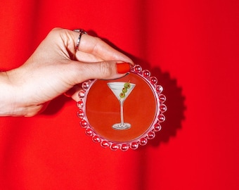 Dirty Martini Trinket Dish, Original Illustration, 4"