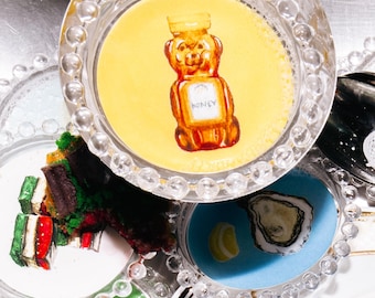 Honey Bear Trinket Dish, Original Illustration, 4"