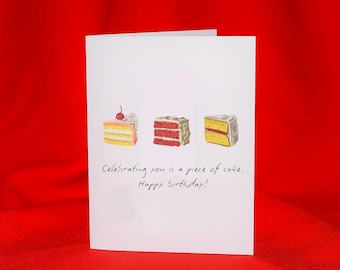 A Piece of Cake Birthday Card, Original Illustration