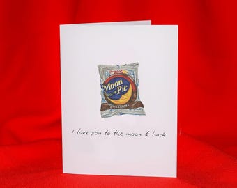 I Love You to the Moon & Back Card, Original Illustration