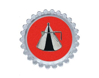 Piatto portaoggetti in vetro con illustrazione di bollitore: portagioie, sottobicchiere