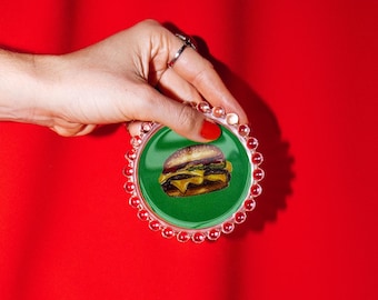 Cheeseburger Trinket Dish, Original Illustration, 4"