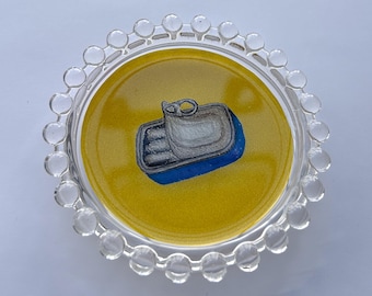 Tinned Fish Trinket Dish, Original Illustration, 4"
