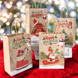 Sacchetti regalo di carta kraft natalizia