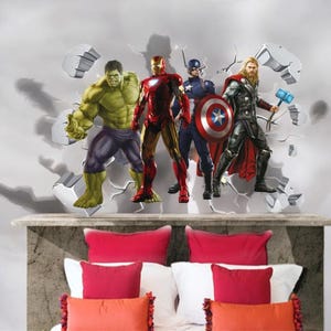 3D Stereoscopic Effect Avengers Wall Stickers - Superhero Wall Decals for Home Decor