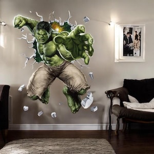 3D Cartoon Hulk Marvel Avengers Wall Stickers - Superhero Wall Decals for Home Decor