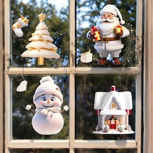 Fensterschmuck mit Schneemann, Weihnachtsmann & Schneeflocke für Ihr Zuhause