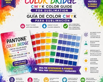 Pantone Color Bridge CMYK Guide for Sublimation | Printable Color Chart PDF | 14 Pages Digital Download | Sublimation Color Guide