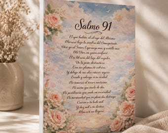 Psalm 91  Art | Floral Watercolor Prayer Wall Decor