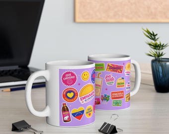 Retro Latin Snack Sticker collage Mug | Ceramic Mug