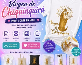 Virgen de Chiquinquirá Cut File | AI PNG JPG | Catholic Vinyl Design (Digital Download)