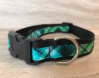 Argyle Plaid Green Blue black Dog and Cat Collars, Leashes, Key Fobs and Friendship Bracelets