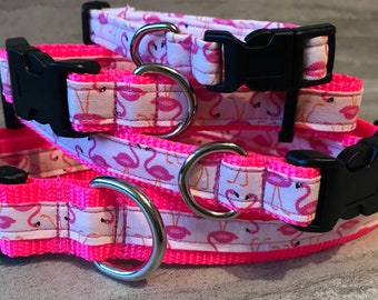 Pink Flamingo Dog and Cat Collars, Leashes, Key Fobs and Friendship Bracelets