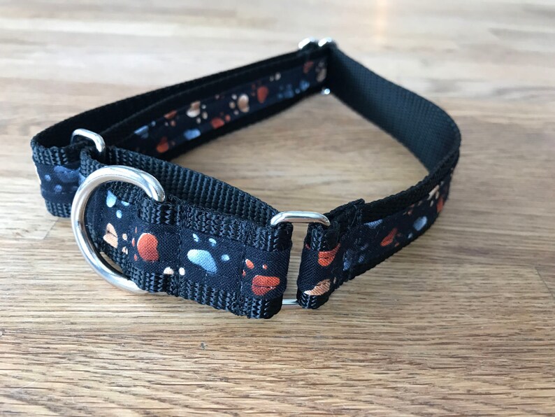 Heart steps , Paw print Martingale Dog Collar, Training dog collar, Greyhound dog collar. Dog collars for sighthounds. image 2