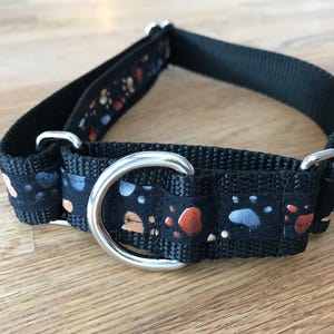 Heart steps , Paw print Martingale Dog Collar, Training dog collar, Greyhound dog collar. Dog collars for sighthounds. image 1