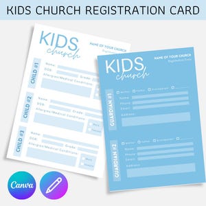 Registratiekaart kinderkerk - kinderwerk - registratieformulier - bewerkbaar - digitaal - Canva-sjabloon - digitaal
