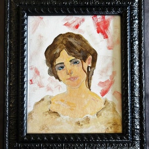 Emotional Woman&#39;s Face Painting | Original Acrylic Art, Framed