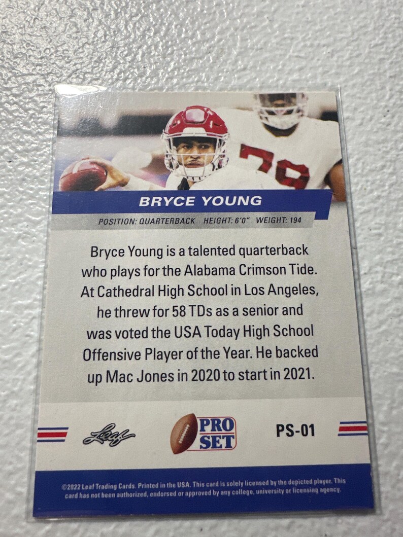 Bryce Young Autographed Card Etsy