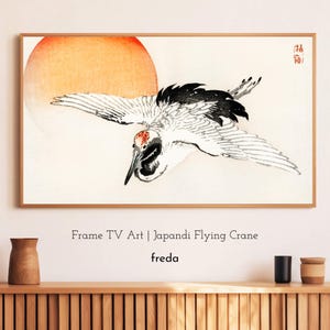 Japandi Frame TV Art Crane | Minimal Modern Digital Download | Instant download | Frame TV Art | Japan Nature | Wabi Sabi
