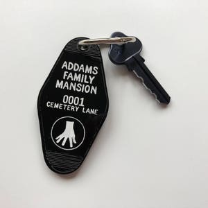 Addam's Family Mansion Cemetery Lane Keychain Key Ring Laser Cut Acrylic image 1