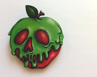 Poison Apple Snow White Laser Cut Wood Brooch