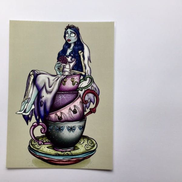 Teacup Emily - The Corpse Bride - Postcard