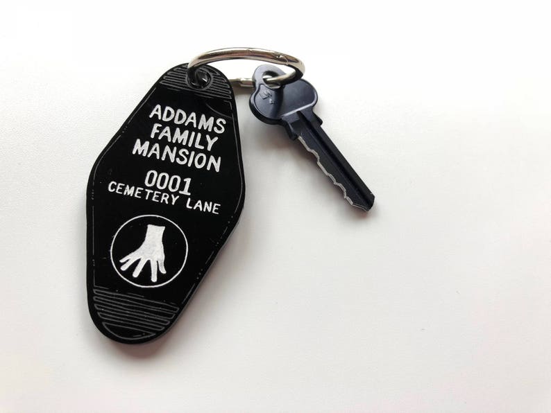 Addam's Family Mansion Cemetery Lane Keychain Key Ring Laser Cut Acrylic image 4