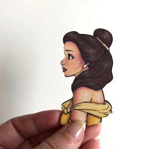 NEW LARGER Belle - Beauty and the Beast - Laser Cut Wood Brooch