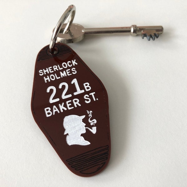 221b Baker Street - Sherlock Holmes - Hotel Room Key Ring - Keychain - Laser Cut Acrylic