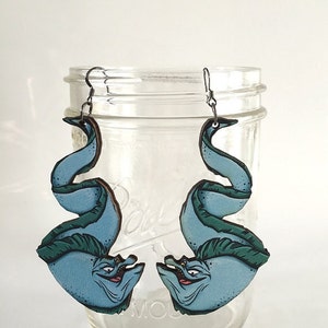 Flotsam and Jetsam - The Little Mermaid - Laser Cut Wood Earrings