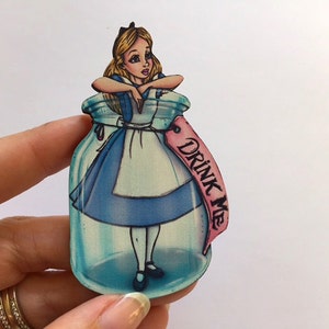 Alice Drink Me Bottle Alice in Wonderland Laser Cut Wood Brooch image 3